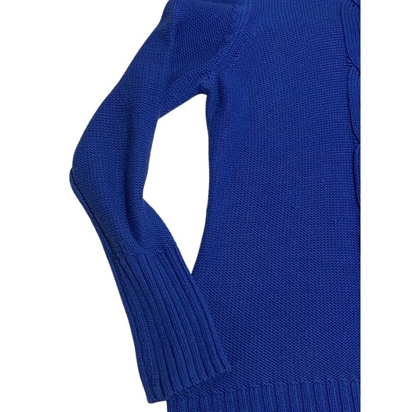 Gap Womens XXL Blue Cable Knit Turtleneck Sweater Ribbed Cuffs & Hem Cotton/Acry - Picture 5 of 14